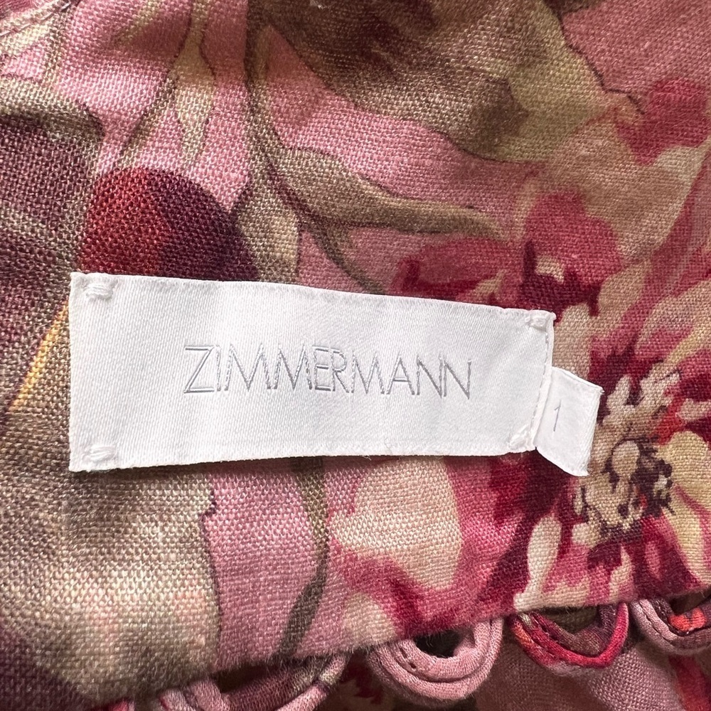 Zimmermann Cassia Cropped Scalloped Floral Print linen Top size 1 - Picture 6 of 8
